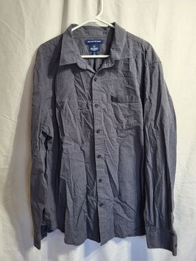 Old Navy Blue Micro-Check Button-Up Shirt, Size XXL